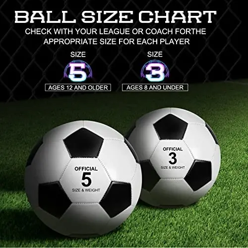 HyDren 12 Packs Soccer Ball with Pump Official Size Soccer Ball for Indoor Outside Training Practice Sport Gift Charity Donation Back to School(Size 5,Black, White) - 3