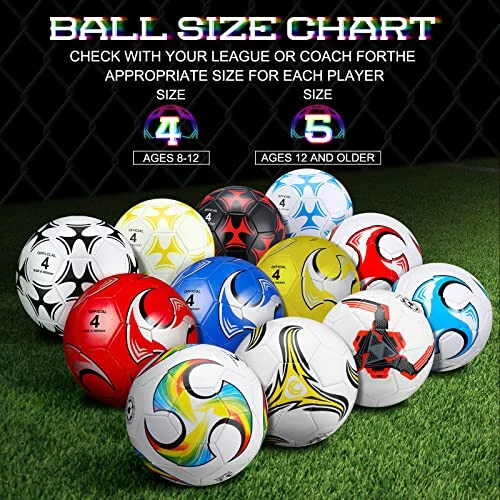 HyDren 12 Packs Soccer Ball with Pump Official Size Soccer Ball for Indoor Outside Game Training Practice Sport Gift for Kids Teens Adults Back to School(Size 4,Stylish Color) - 3