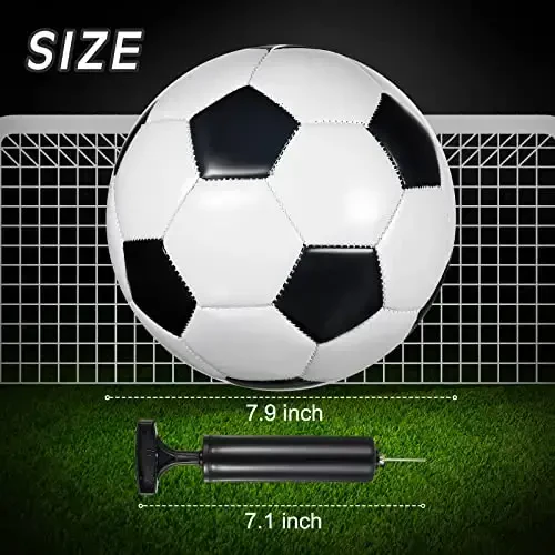 HyDren 12 Packs Operation Christmas Items Soccer Ball with Pump for Kids Adults Official Size Soccer Ball for Indoor Outside Game Training Practice Sport Gift Charity Donation(Size 4,Black, White) - HYDREN (1)