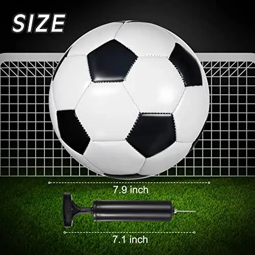 HyDren 12 Packs Soccer Ball with Pump Official Size Soccer Ball for Indoor Outside Training Practice Sport Gift Charity Donation Back to School(Size 4,Black, White) - 2