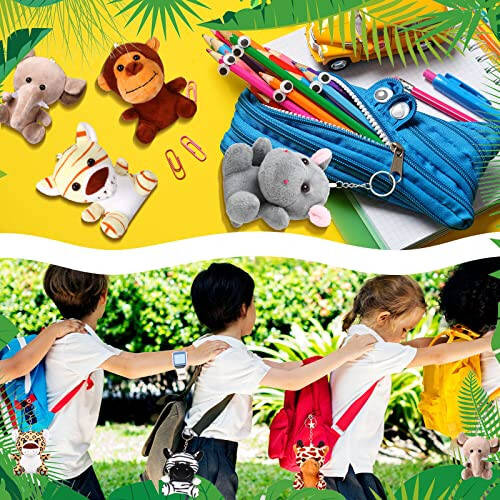 HyDren 24 Pcs Mini Stuffed Forest Animals Bulk Jungle Animal 4.8 Inch Lovely Toys Lion Tiger Elephant Giraffe Plush for Classroom Gift Stockings Filler Christmas (Single Style) - 4