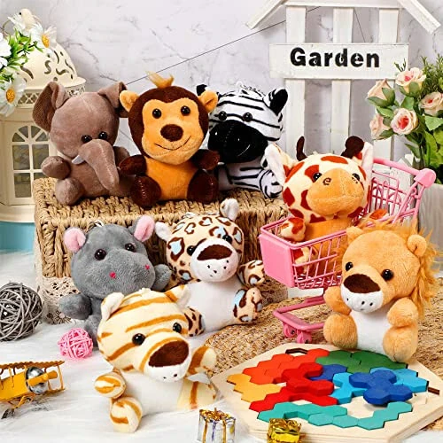 HyDren 24 Pcs Mini Stuffed Forest Animals Bulk Jungle Animal 4.8 Inch Lovely Toys Lion Tiger Elephant Giraffe Plush for Classroom Gift Stockings Filler Christmas (Single Style) - 3