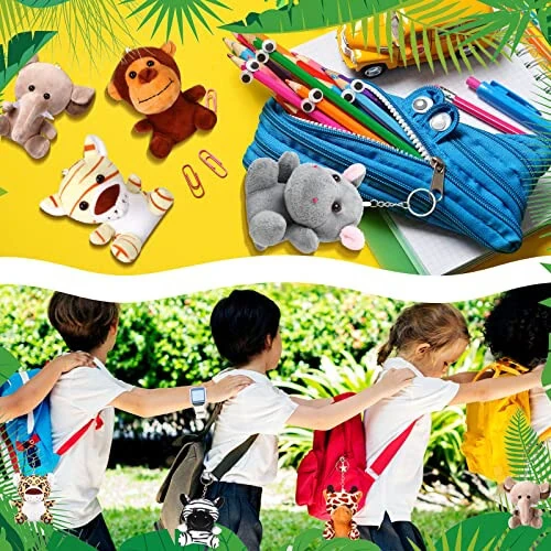 HyDren 24 Pcs Mini Stuffed Forest Animals Bulk Jungle Animal 4.8 Inch Lovely Toys Lion Tiger Elephant Giraffe Plush for Classroom Gift Stockings Filler Christmas (Single Style) - 4