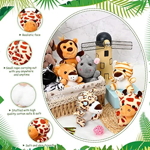 HyDren 24 Pcs Mini Stuffed Forest Animals Bulk Jungle Animal 4.8 Inch Lovely Toys Lion Tiger Elephant Giraffe Plush for Classroom Gift Stockings Filler Christmas (Single Style) - 5