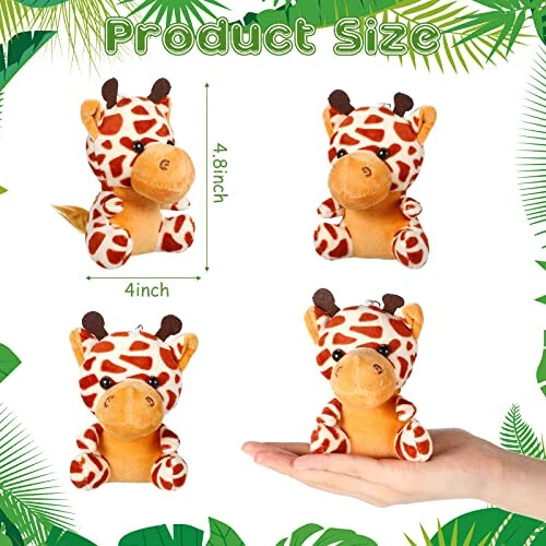 HyDren 24 Pcs Mini Stuffed Forest Animals Bulk Jungle Animal 4.8 Inch Lovely Toys Lion Tiger Elephant Giraffe Plush for Classroom Gift Stockings Filler Christmas (Single Style) - 6