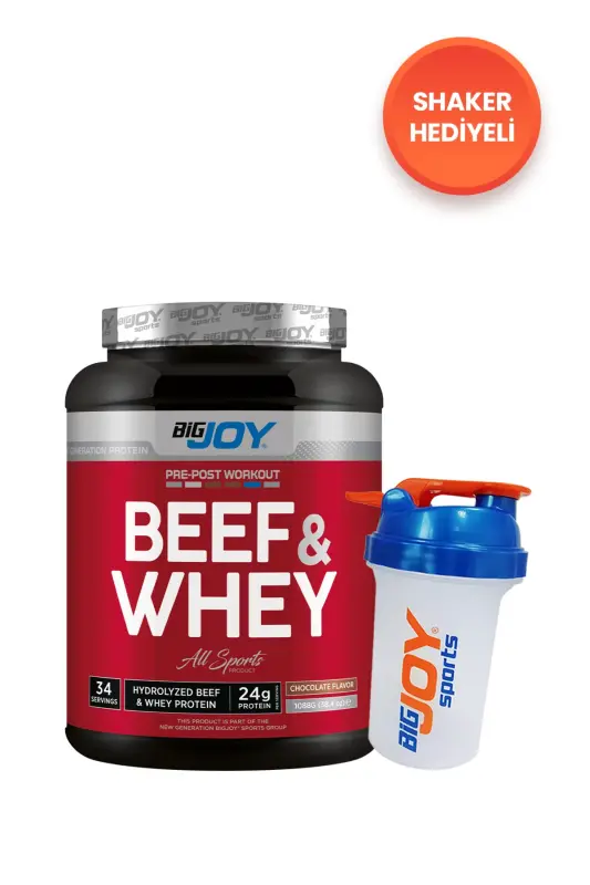 Hydrolyzed Beef & Whey Chocolate Flavored Protein Powder 1088g - Whey Protein - Beef Protein - BIGJOY