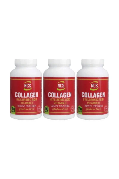Hydrolyzed Collagen 180 Tablets Hyaluronic Acid Vitamin C X 3 Pack - NCS