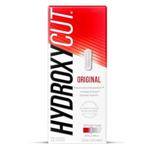 Hydroxycut Original - 72 Rapid-Release Capsules - 200 mg Caffeine - Metabolizmni kuchaytirish, kaloriyalarni yoqish, energiyani oshirish - ayollar va erkaklar uchun - 1