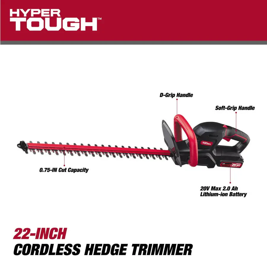 Hyper Tough 20V Max 22 dyuymli simsiz akkumulyatorli butazor, HT21-401-003-07 - 9
