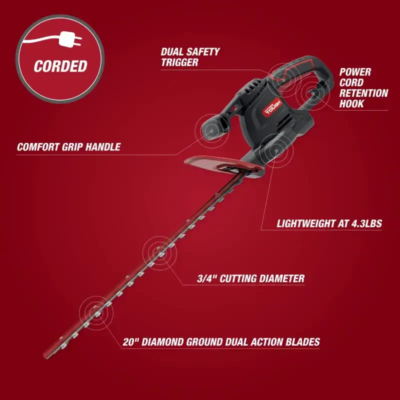 Hyper Tough 3.7-Amp 20 in. Corded Electric Hedge Trimmer HT21-401-002-02 [New] - 5