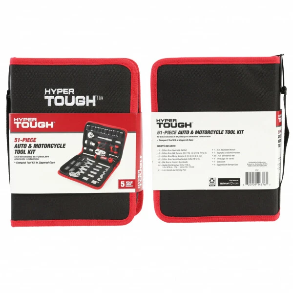 Hyper Tough 51-Piece Auto and Motorcycle Mechanic's Tool Kit, New- - 9