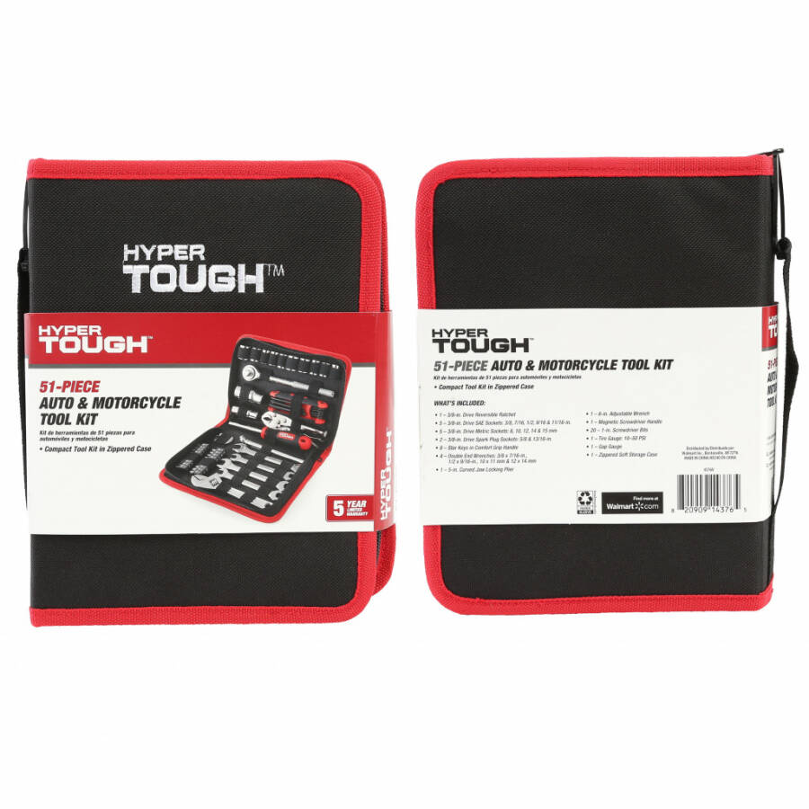 Hyper Tough 51 qismli avto va mototsikl mexanikining asboblar to'plami, Yangi- - 9