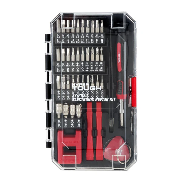 Hyper Tough 77 Piece Precision Tool Kit with Magnetic Screwdriver, Standard Size Bits, and Case, New Condition,- - Modazone