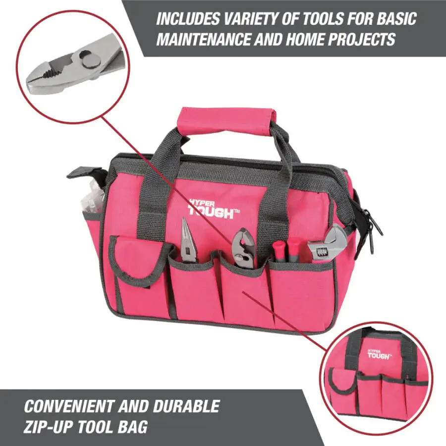 Hyper Tough 89-Piece Pink Household Tool Set, 9201 - 6
