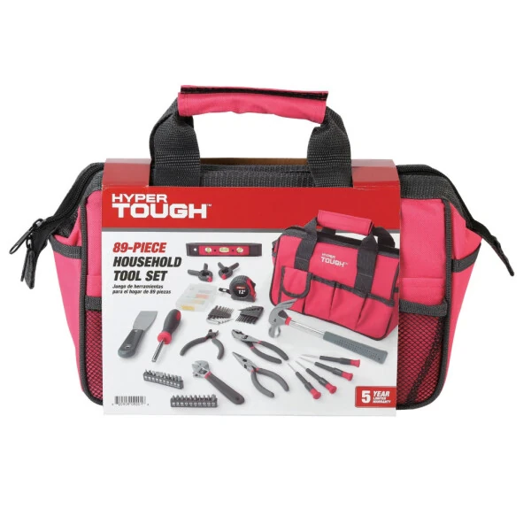 Hyper Tough 89-Piece Pink Household Tool Set, 9201 - 7