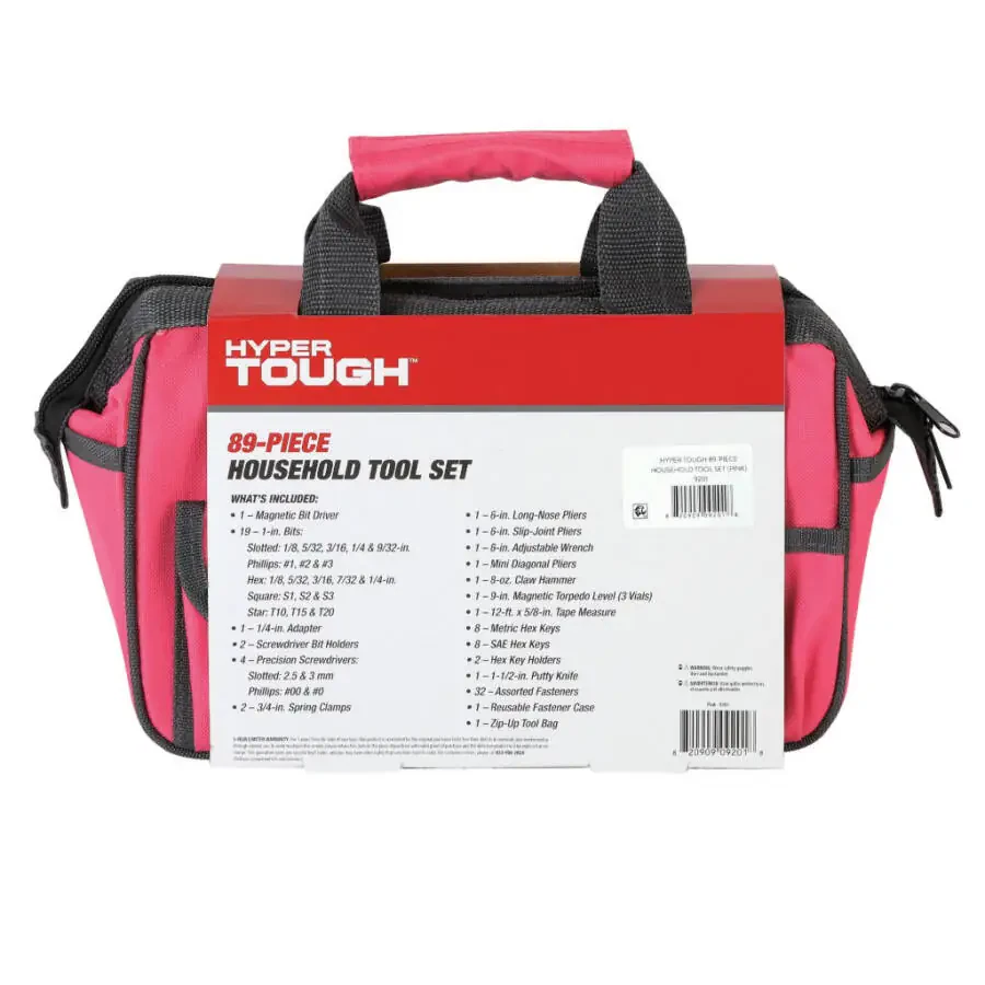 Hyper Tough 89-Piece Pink Household Tool Set, 9201 - 8