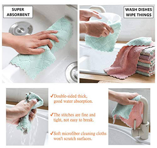 Hypermotion Microfiber Cleaning Cloth, Kitchen Towels, Double-Sided Microfiber Towel Lint Free Highly Absorbent Multi-Purpose Dust and Dirty Cleaning Supplies for Kitchen Car Cleaning. Pack of 12 - 1