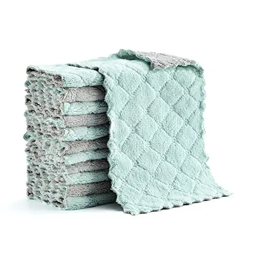 Hypermotion Microfiber Cleaning Cloth, Kitchen Towels, Double-Sided Microfiber Towel Lint Free Highly Absorbent Multi-Purpose Dust and Dirty Cleaning Supplies for Kitchen Car Cleaning. Pack of 12 - 5