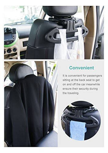 Hypersonic Car Folding Safety Handle Vehicle Headrest Clothes Hangers Black - 3