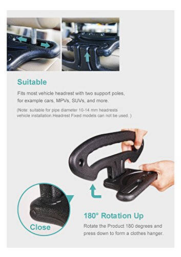 Hypersonic Car Folding Safety Handle Vehicle Headrest Clothes Hangers Black - 6