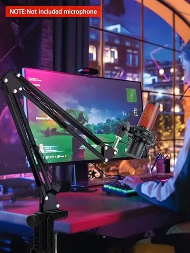 HyperX QuadCast 2 Boom Arm uchun - Hyper x QuadCast bilan mos keluvchi mikrofon ushlagichi, sim bog'ichlari bilan mikrofon ushlagichi, ovoz sifatini yaxshilang, SUNMON tomonidan Hyperx QuadCast uchun mikrofon ushlagichi - 7