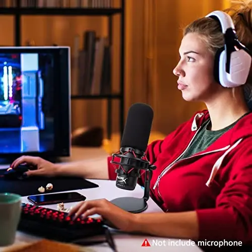 HyperX QuadCast bilan mos keladigan mikrofon shamol ekran pop filtri - HyperX QuadCast S uchun mo'ynali shamol o'tkazmaydigan mikrofon ko'pik qopqog'i, QuadCast S White (2 dona) - 6