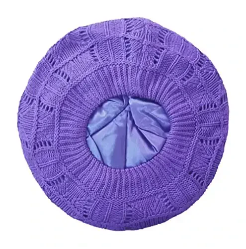 Hysunland Ayollar Saten Astarli Trikotajli Bere Ayollar Qish Kuzgi Iliq va Yumshoq Beanie Shlyapa Qattiq Rang - HYSUNLAND (1)