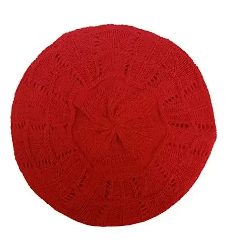 Hysunland Women's Satin Lined Knitted Beret Ladies Winter Autumn Warm and Soft Beanie Hat Solid Color 