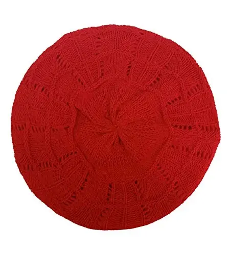 Hysunland Women's Satin Lined Knitted Beret Ladies Winter Autumn Warm and Soft Beanie Hat Solid Color - 1