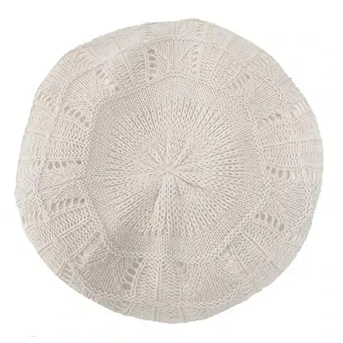 Hysunland Women's Satin Lined Knitted Beret Ladies Winter Autumn Warm and Soft Beanie Hat Solid Color 