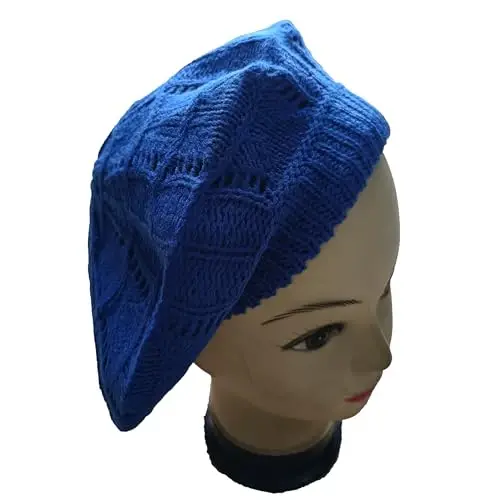 Hysunland Women's Satin Lined Knitted Beret Ladies Winter Autumn Warm and Soft Beanie Hat Solid Color - 7