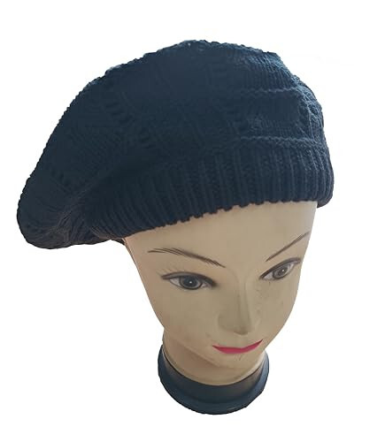 Hysunland Women's Satin Lined Knitted Beret Ladies Winter Autumn Warm and Soft Beanie Hat Solid Color - 4