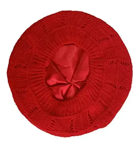 Hysunland Women's Satin Lined Knitted Beret Ladies Winter Autumn Warm and Soft Beanie Hat Solid Color - 2