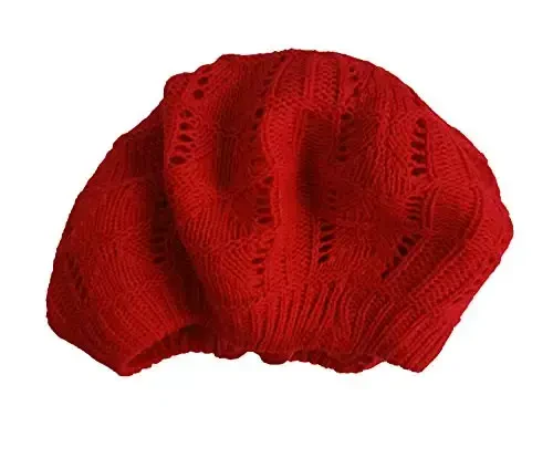 Hysunland Women's Satin Lined Knitted Beret Ladies Winter Autumn Warm and Soft Beanie Hat Solid Color - 3