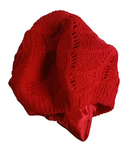 Hysunland Women's Satin Lined Knitted Beret Ladies Winter Autumn Warm and Soft Beanie Hat Solid Color - 4