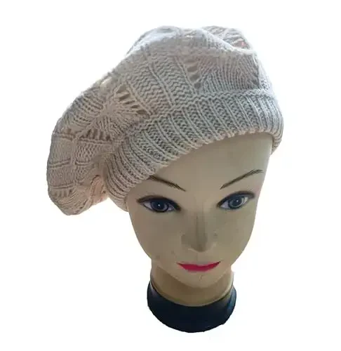 Hysunland Women's Satin Lined Knitted Beret Ladies Winter Autumn Warm and Soft Beanie Hat Solid Color - 3