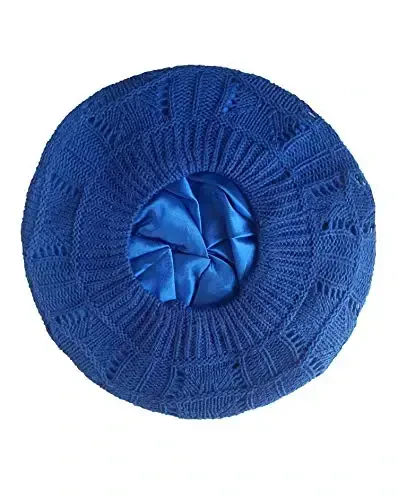Hysunland Women's Satin Lined Knitted Beret Ladies Winter Autumn Warm and Soft Beanie Hat Solid Color - Modazone (1)