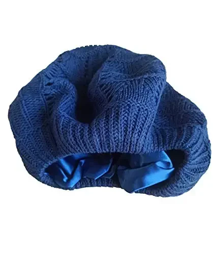 Hysunland Women's Satin Lined Knitted Beret Ladies Winter Autumn Warm and Soft Beanie Hat Solid Color - 3