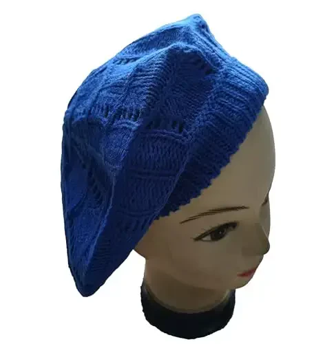 Hysunland Women's Satin Lined Knitted Beret Ladies Winter Autumn Warm and Soft Beanie Hat Solid Color - 7
