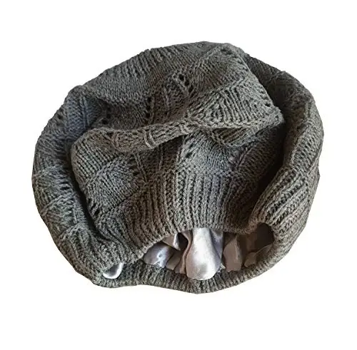 Hysunland Women's Satin Lined Knitted Beret Ladies Winter Autumn Warm and Soft Beanie Hat Solid Color - 3