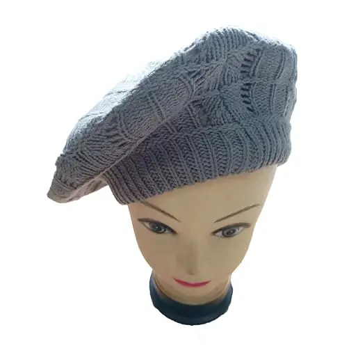 Hysunland Women's Satin Lined Knitted Beret Ladies Winter Autumn Warm and Soft Beanie Hat Solid Color - 4