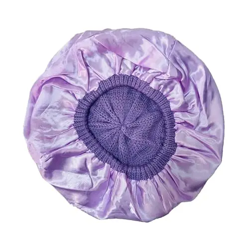 Hysunland Women's Satin Lined Knitted Beret Ladies Winter Autumn Warm and Soft Beanie Hat Solid Color - 5