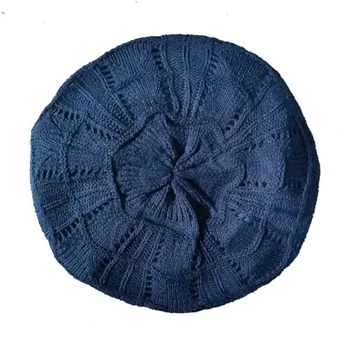 Hysunland Women's Satin Lined Knitted Beret Ladies Winter Autumn Warm and Soft Beanie Hat Solid Color 
