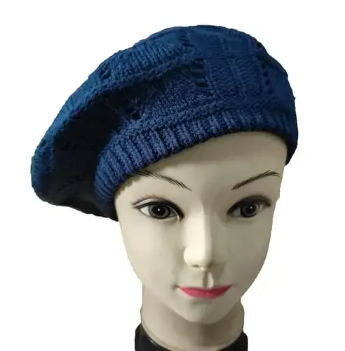 Hysunland Women's Satin Lined Knitted Beret Ladies Winter Autumn Warm and Soft Beanie Hat Solid Color - 3