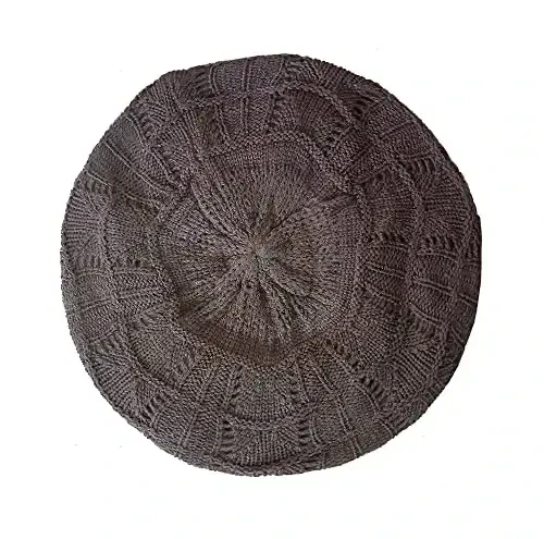 Hysunland Женская вязаная берета на сатиновой подкладке, женская зимняя осенняя теплая и мягкая шапка-бини однотонного цвета - 1