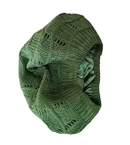 Hysunland Women's Satin Lined Knitted Beret Ladies Winter Autumn Warm and Soft Beanie Hat Solid Color - 4