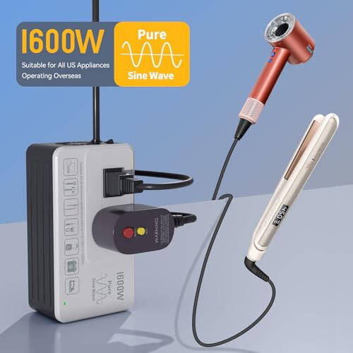 HYTED 1600Watt Voltage Converter 220V to 110V for Any American Appliances such as Hair Dryer, Rice Cooker, Blender, Coffee Maker, Surge Protection, High Power Step Down Transformer US to EU/UK/AU/Asia - 1