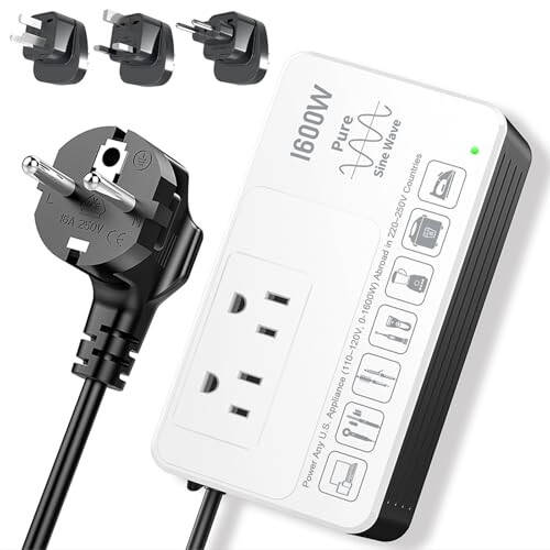 HYTED 1600Watt Voltage Converter 220V to 110V for Any American Appliances such as Hair Dryer, Rice Cooker, Blender, Coffee Maker, Surge Protection, High Power Step Down Transformer US to EU/UK/AU/Asia - 6