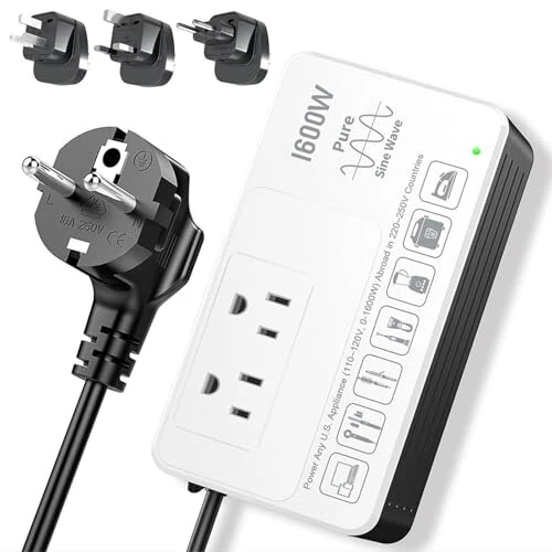 HYTED 1600Watt Voltage Converter 220V to 110V for Any American Appliances such as Hair Dryer, Rice Cooker, Blender, Coffee Maker, Surge Protection, High Power Step Down Transformer US to EU/UK/AU/Asia - 6