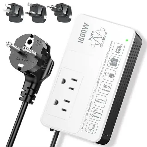 HYTED 1600Watt Voltage Converter 220V to 110V for Any American Appliances such as Hair Dryer, Rice Cooker, Blender, Coffee Maker, Surge Protection, High Power Step Down Transformer US to EU/UK/AU/Asia - 6
